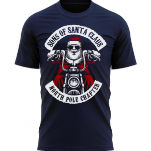 Vintage The North Pole Chapter Biker Christmas Santa Xmas 2023 T-Shirt