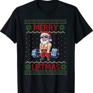 Merry Liftmas Ugly Christmas Santa Claus Gym Workout T-Shirt