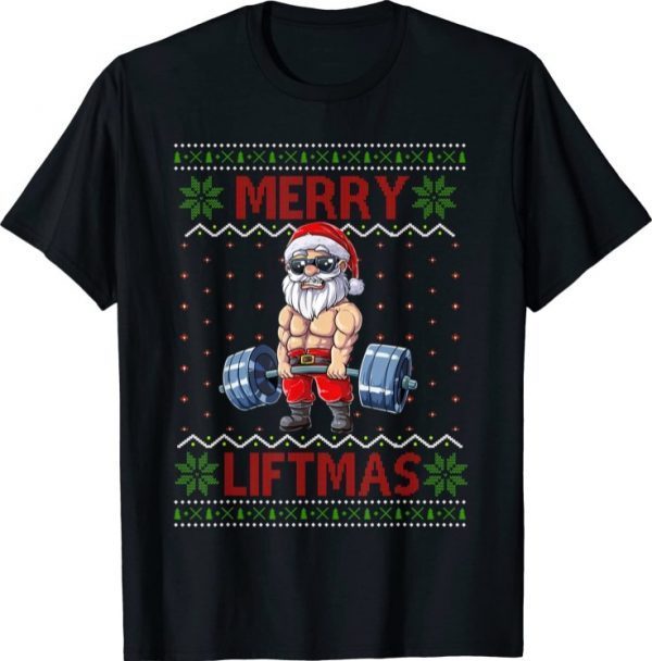 Merry Liftmas Ugly Christmas Santa Claus Gym Workout T-Shirt