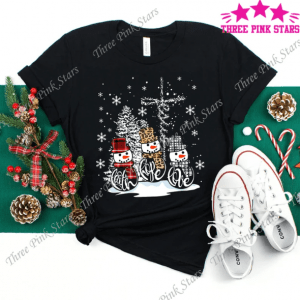 Official Faith Hope Love Jesus Leopard Snowman Christmas T-Shirt