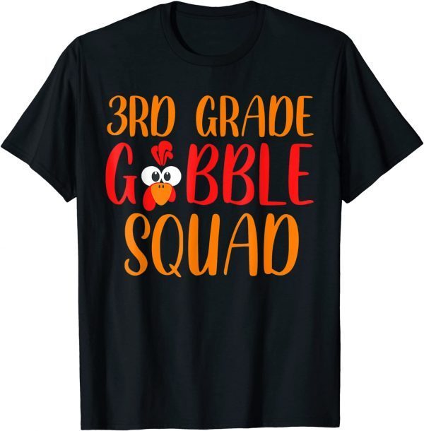 3rd Grade Gobble Squad Funny Thanksgiving Teacher Kids 2023 T-Shirt