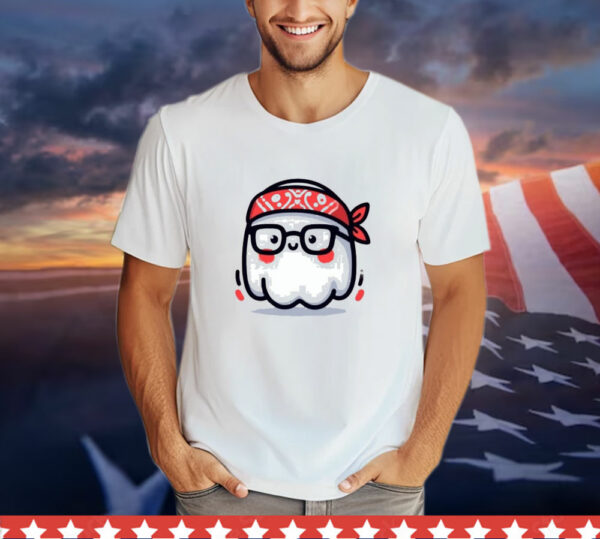 Cute Ghost with Glasses and Bandana T-Shirt