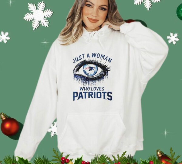 Just a Woman Who Loves New England Patriots Eye Diamonds T-Shirt