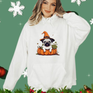 Halloween Pug in Orange Witch Hat T-Shirt