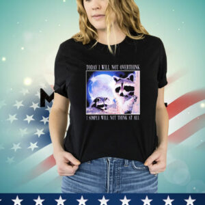 Raccoon today I will not overthink I simply will not think at all T-Shirt
