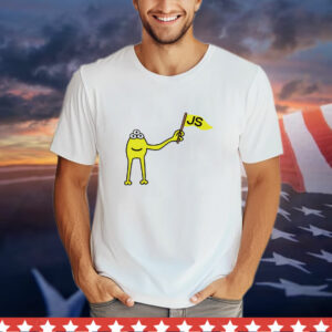 Yellow Three-Eyed Monster Holding a Flag with JS on it T-Shirt
