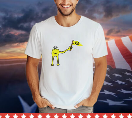  Yellow Three-Eyed Monster Holding a Flag with JS on it T-Shirt