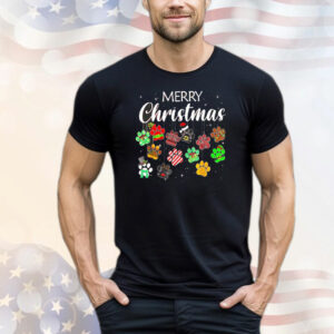 Merry Christmas Paw Print Ornament Christmas T-Shirt