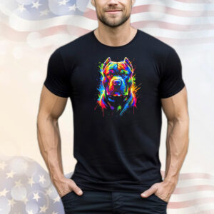 Neon rainbow pitbull splash art T-Shirt