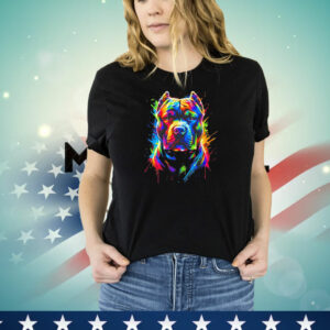 Neon rainbow pitbull splash art T-Shirt