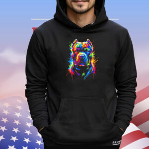 Neon rainbow pitbull splash art T-Shirt