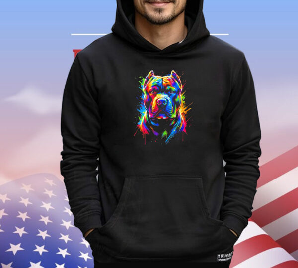 Neon rainbow pitbull splash art T-Shirt