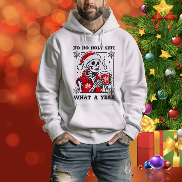 Skeleton ho ho holy shit what a year Christmas Tee Shirt