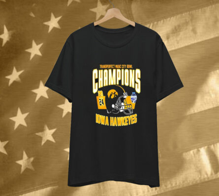 Transperfect Music City Bowl 2024 Champions Iowa Hawkeyes Helmet Logo NCAAF Bowl Games 2024-2025 Tee Shirt