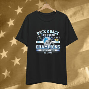 Detroit Lions Back 2 Back NFC North 1 Seed 2023-2024 Champions NFL Go Lions Helmet Tee Shirt