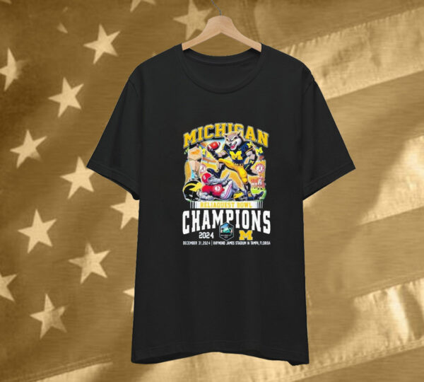 Michigan Wolverines Alabama Crimson Tide Football Reliaquest Bowl Champions 2025 Mascot Tee Shirt