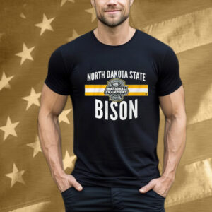 Official North Dakota State Bison NDSU Football 2024 FCS National Champs Logo Stripe Tee Shirt