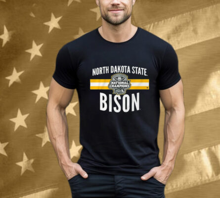 Official North Dakota State Bison NDSU Football 2024 FCS National Champs Logo Stripe Tee Shirt