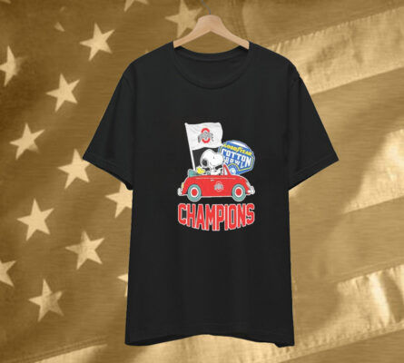 The Peanuts Snoopy And Woodstock Ohio State Buckeyes Goodyear Cotton Bowl Classic Champions College Football Playoff NCAA Season 2024-2025 Tee Shirt